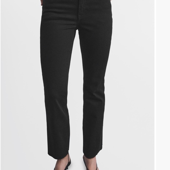 Mango Sienna Raw Hem Black Women's Jeans - Picture 1 of 4